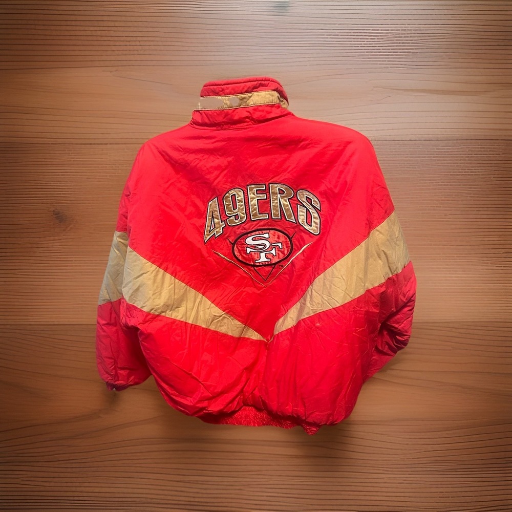 VTG 90's San Francisco 49ers Puffer‎ Coat Jacket Locker Line Starter Sz XL